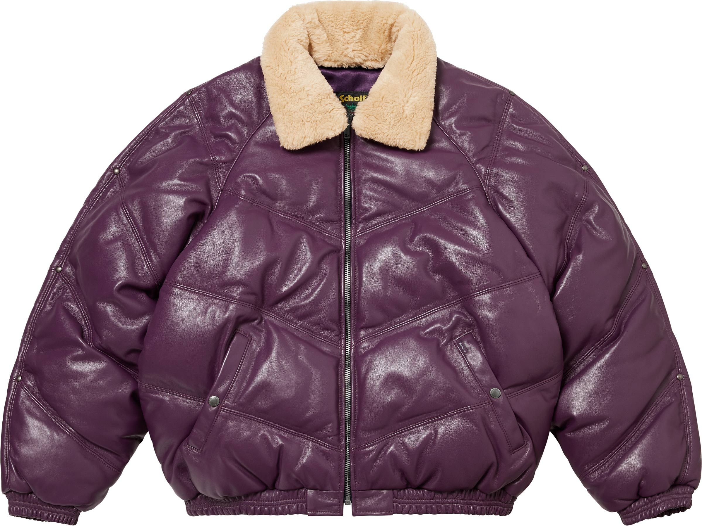 Supreme®/Schott® Chevron Leather Down Puffer Jacket view 12